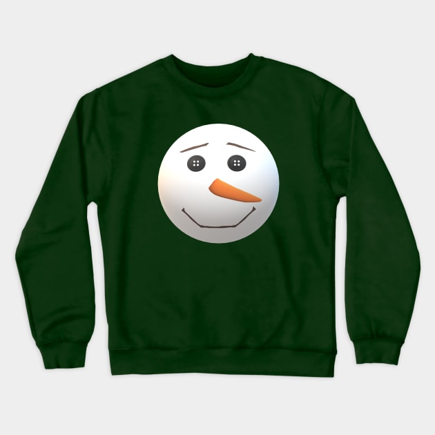 Happy Snowman Face (Green Background) Crewneck Sweatshirt by Art By LM Designs 